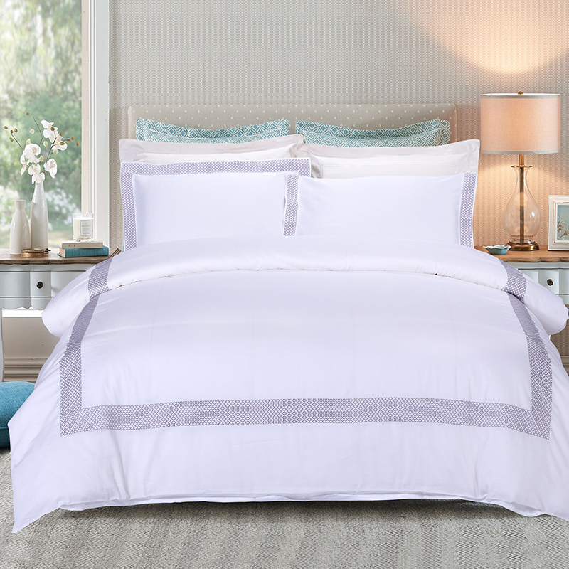 Novo design de bordado personalizado de fábrica conjunto de cama de hotel de luxo