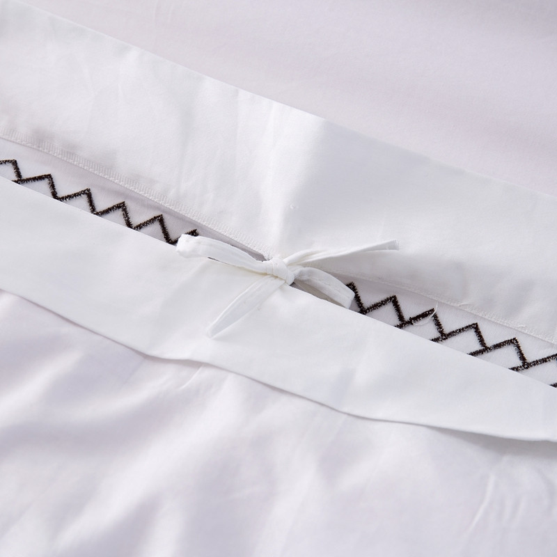 Grupo 100% de folhas de cama de hotel bordado seta branca 6080S 100% algodão Grupo 100% de folhas de cama de hotel bordado seta branca 6080S 100% algodão