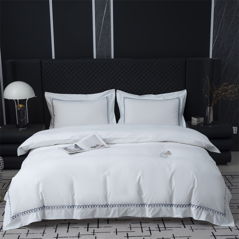 Conjunto de roupa de cama de cetim de algodão 500TC com novo padrão de bordado