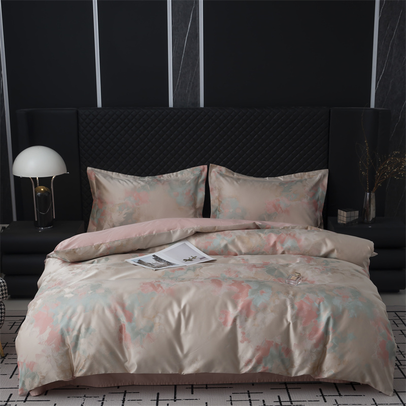 Conjunto de cama de algodão tingido com fio impressionista Jacquard 80S