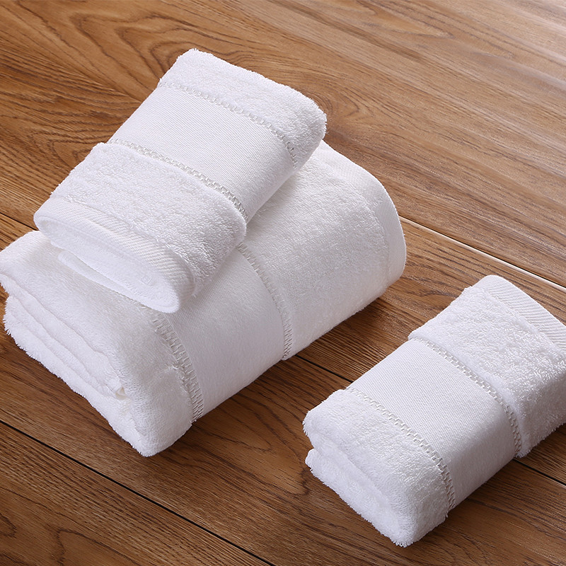 Conjunto de toalhas de fio prateado branco com borda Dobby Conjunto de toalhas de fio prateado branco com borda Dobby