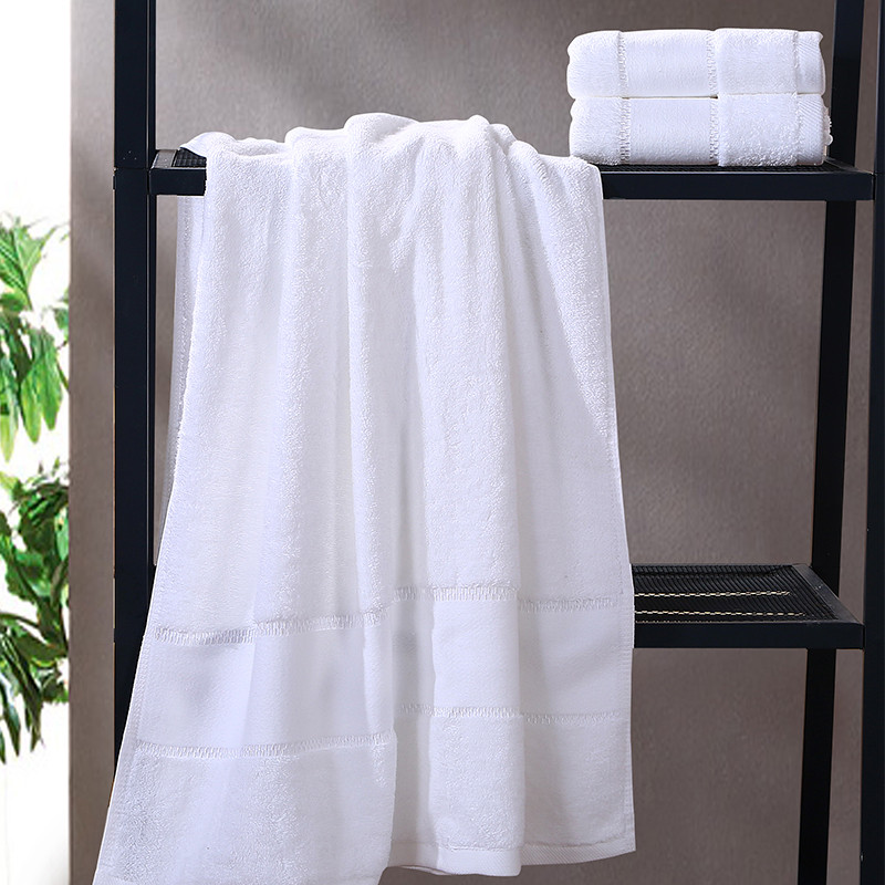 Conjunto de toalhas de fio prateado branco com borda Dobby Conjunto de toalhas de fio prateado branco com borda Dobby