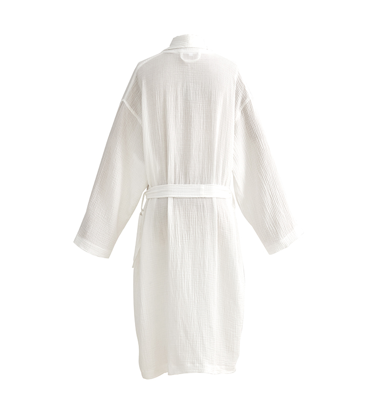 Roupão de banho de hotel com gola xale de tecido de algodão de gaze de camada dupla Roupão de banho de hotel com gola xale de tecido de algodão de gaze de camada dupla